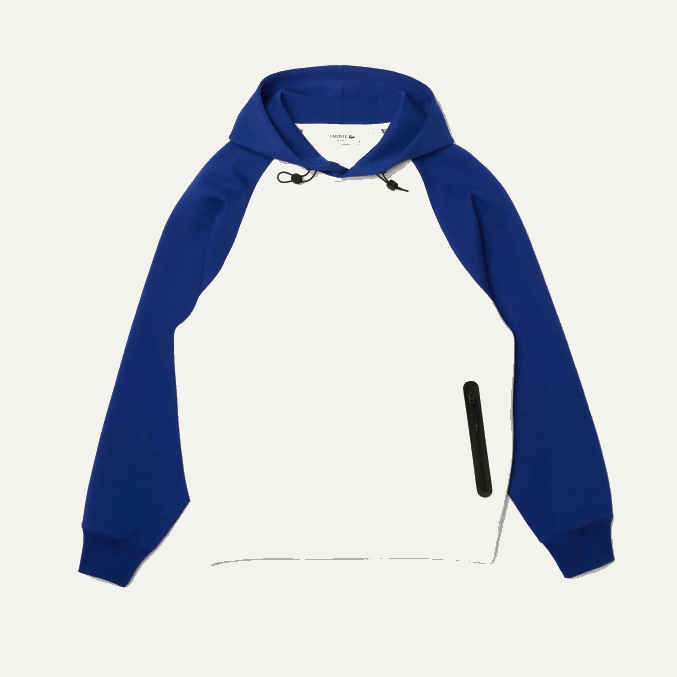 eme blanco azul VVL0A1190 hombres Lacoste sudadera bicolor con capucha y bolsillo con cremallera en contraste