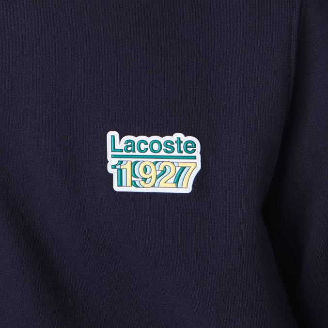 fondo azul marino VVL0A1162 hombres Lacoste sudadera con cuello redondo y logo vintage