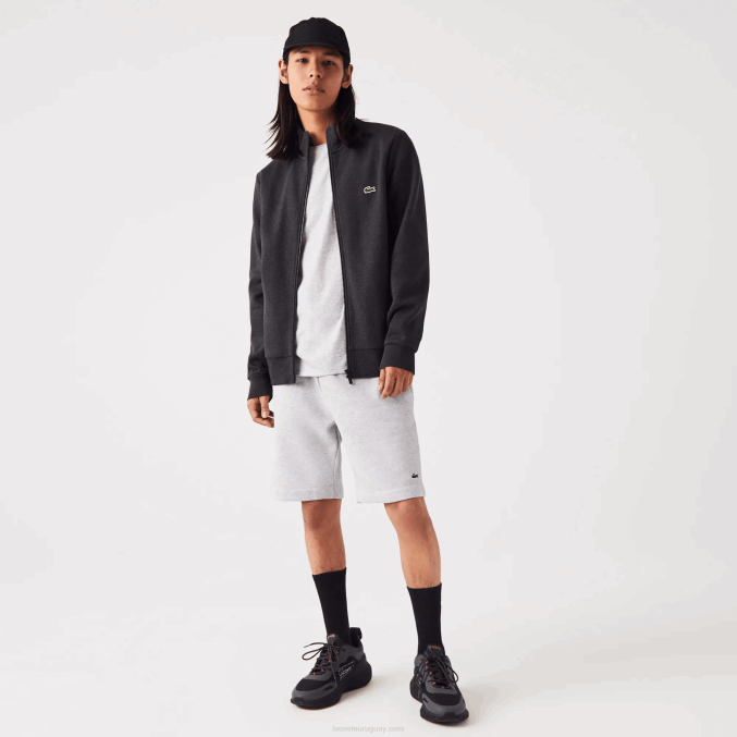gris el6 VVL0A1271 hombres Lacoste sudadera regular fit de felpa cepillada con cremallera