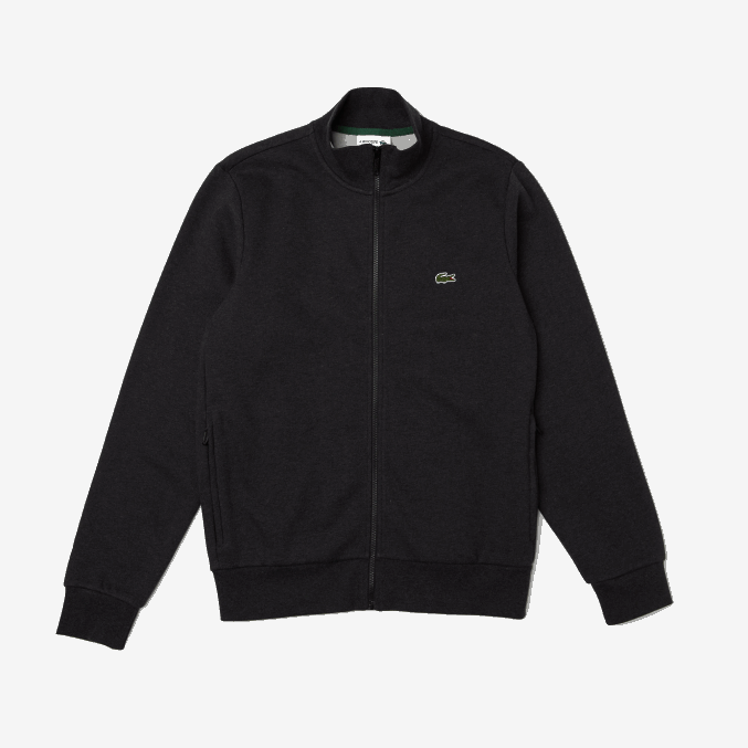 gris el6 VVL0A1271 hombres Lacoste sudadera regular fit de felpa cepillada con cremallera