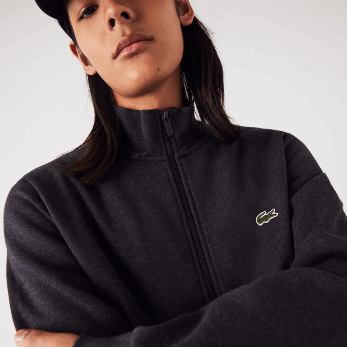 gris el6 VVL0A1271 hombres Lacoste sudadera regular fit de felpa cepillada con cremallera
