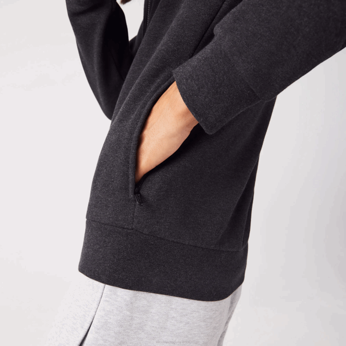 gris el6 VVL0A1271 hombres Lacoste sudadera regular fit de felpa cepillada con cremallera