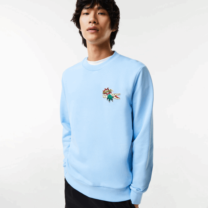 hbp azul VVL0A990 hombres Lacoste sudadera con insignia de algodón orgánico