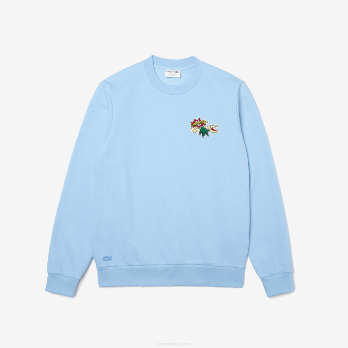 hbp azul VVL0A990 hombres Lacoste sudadera con insignia de algodón orgánico