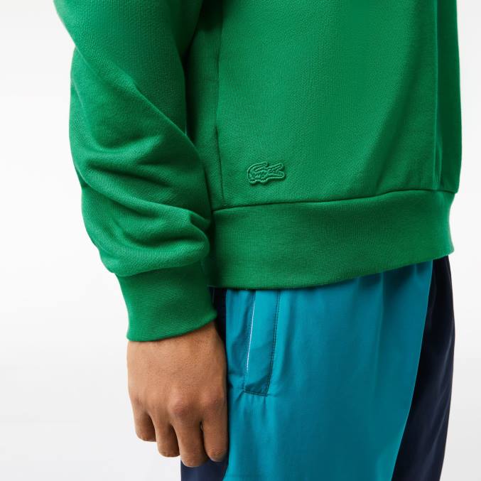 ldm verde VVL0A991 hombres Lacoste sudadera con insignia de algodón orgánico