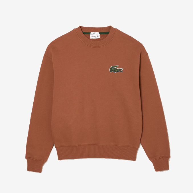 lfa marrón claro VVL0A326 hombres Lacoste sudadera holgada con insignia de cocodrilo