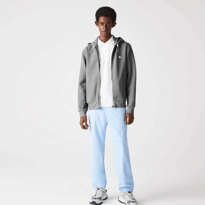 lomo gris 1vq VVL0A1178 hombres Lacoste sudadera con cremallera y capucha en mezcla de algodón