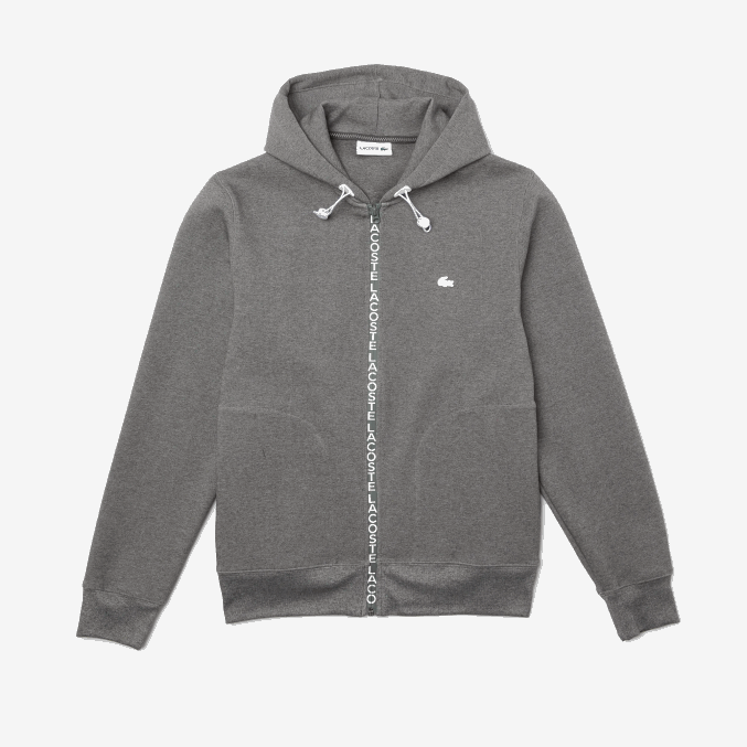 lomo gris 1vq VVL0A1178 hombres Lacoste sudadera con cremallera y capucha en mezcla de algodón