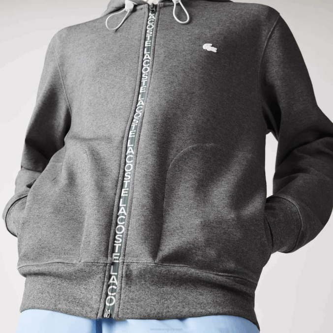 lomo gris 1vq VVL0A1178 hombres Lacoste sudadera con cremallera y capucha en mezcla de algodón