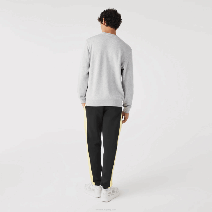 lomo gris cca VVL0A1030 hombres Lacoste sudadera con estampado de cocodrilo y cuello redondo