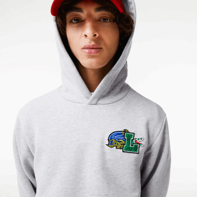 lomo gris cca VVL0A1133 hombres Lacoste sudadera con capucha y estampado de cómic