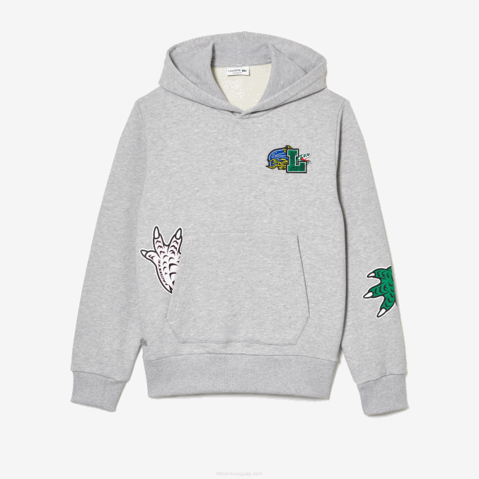 lomo gris cca VVL0A1133 hombres Lacoste sudadera con capucha y estampado de cómic