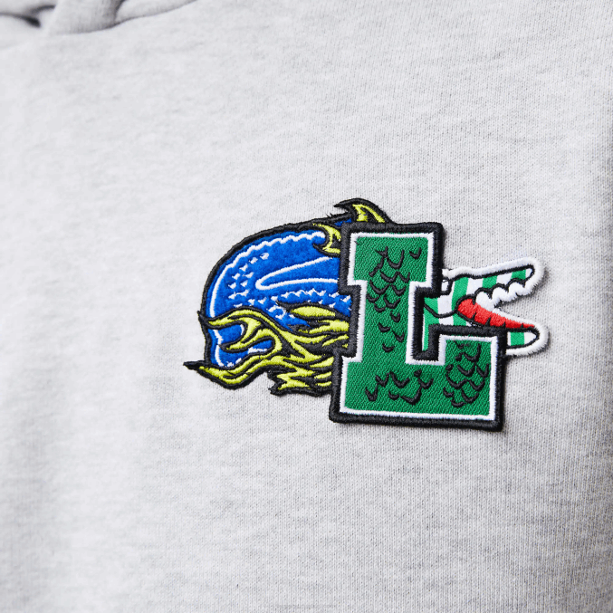 lomo gris cca VVL0A1133 hombres Lacoste sudadera con capucha y estampado de cómic