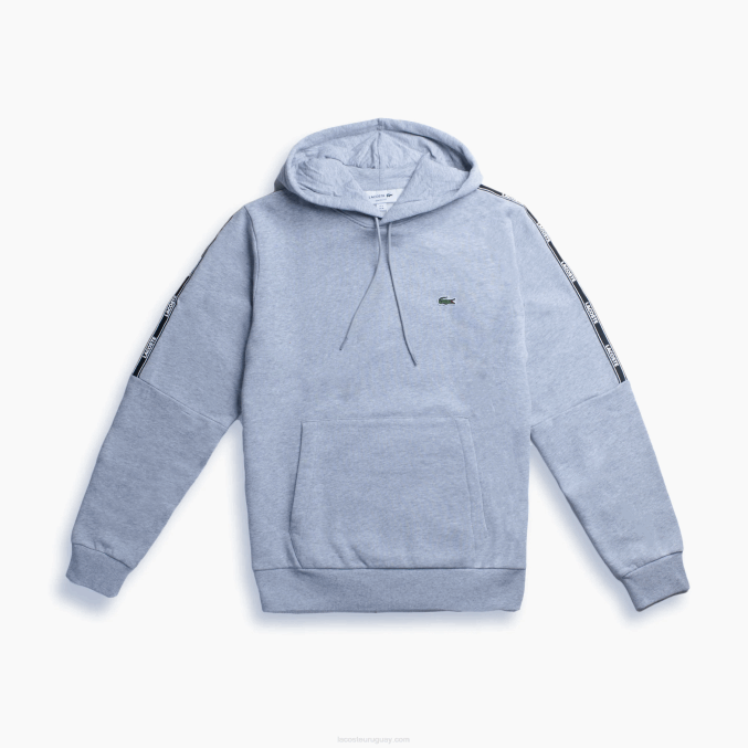 lomo gris cca VVL0A1219 hombres Lacoste sudadera con capucha y banda estampada