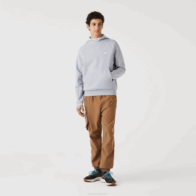 lomo gris cca VVL0A1224 hombres Lacoste sudadera con capucha de ajuste clásico