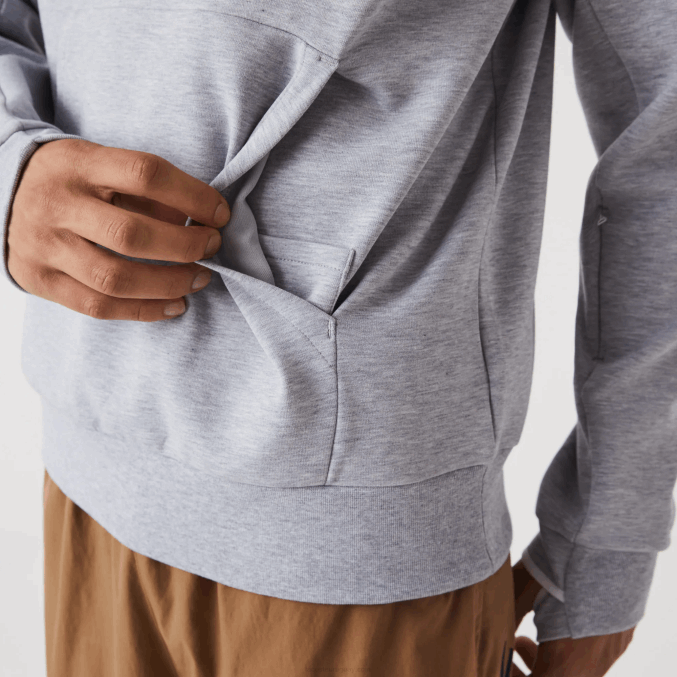 lomo gris cca VVL0A1224 hombres Lacoste sudadera con capucha de ajuste clásico