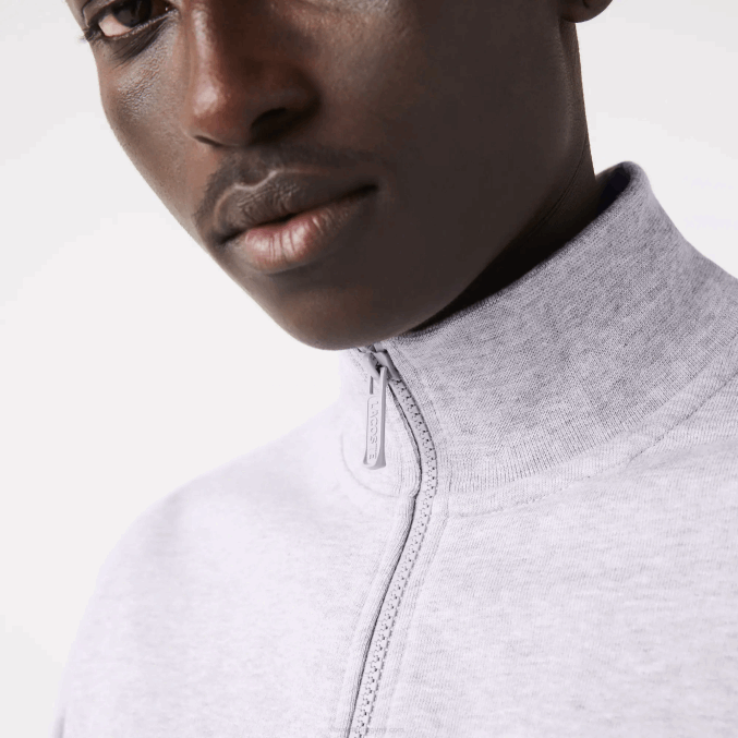 lomo gris cca VVL0A1272 hombres Lacoste sudadera regular fit de felpa cepillada con cremallera