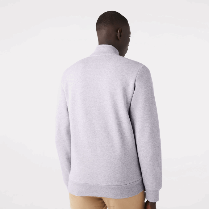 lomo gris cca VVL0A1272 hombres Lacoste sudadera regular fit de felpa cepillada con cremallera