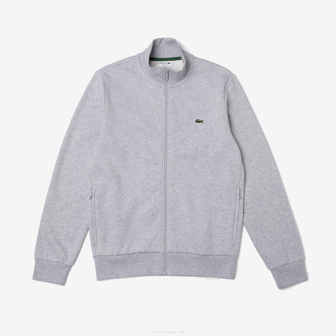 lomo gris cca VVL0A1272 hombres Lacoste sudadera regular fit de felpa cepillada con cremallera