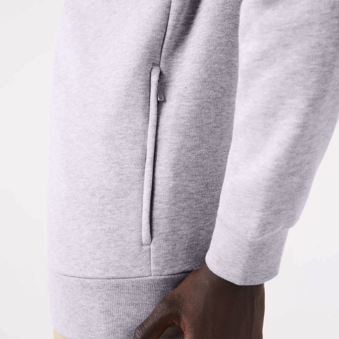 lomo gris cca VVL0A1272 hombres Lacoste sudadera regular fit de felpa cepillada con cremallera