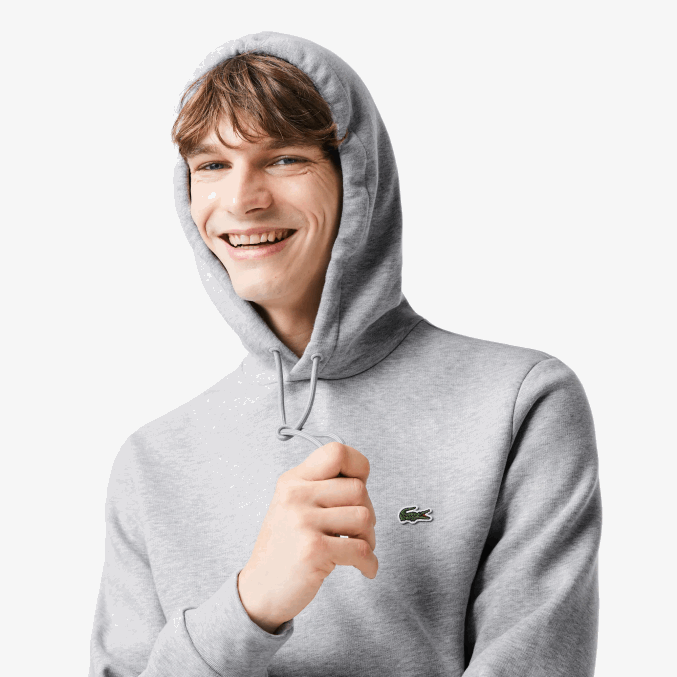 lomo gris cca VVL0A288 hombres Lacoste sudadera con capucha de algodón orgánico