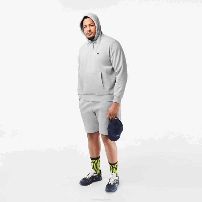 lomo gris cca VVL0A288 hombres Lacoste sudadera con capucha de algodón orgánico