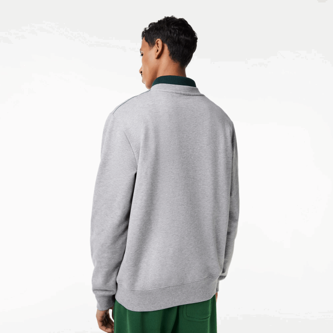 lomo gris cca VVL0A301 hombres Lacoste sudadera polar sin cepillar con cuello redondo
