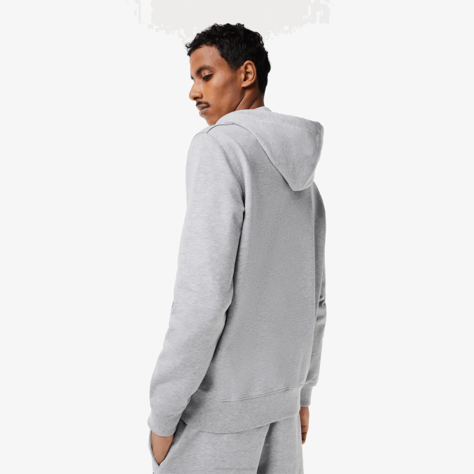lomo gris cca VVL0A322 hombres Lacoste sudadera con capucha y cremallera sin cepillar