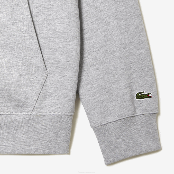 lomo gris cca VVL0A322 hombres Lacoste sudadera con capucha y cremallera sin cepillar
