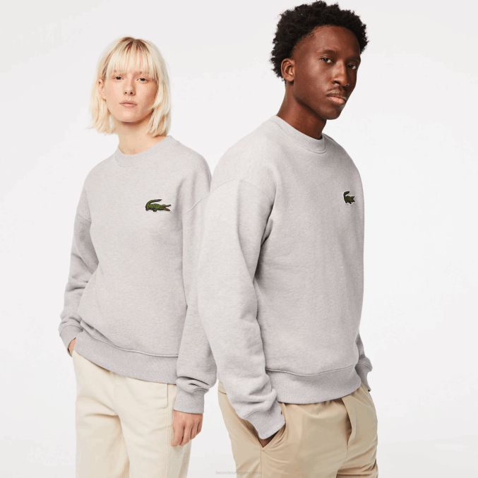 lomo gris cca VVL0A323 hombres Lacoste sudadera holgada con insignia de cocodrilo