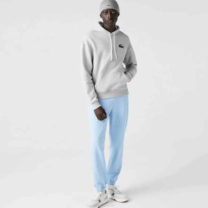 lomo gris cca VVL0A368 hombres Lacoste sudadera holgada de algodón orgánico con capucha