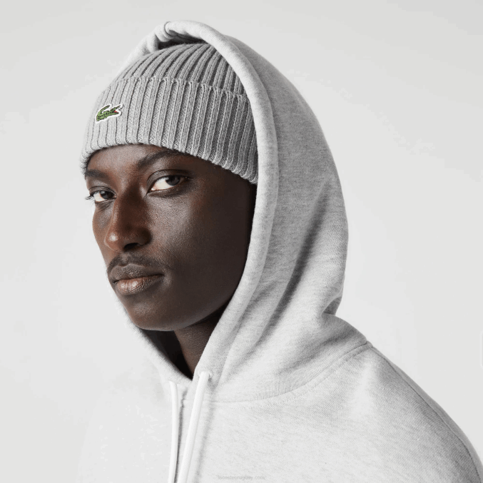 lomo gris cca VVL0A368 hombres Lacoste sudadera holgada de algodón orgánico con capucha