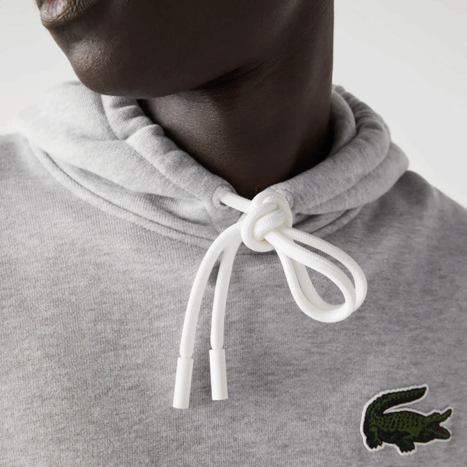 lomo gris cca VVL0A368 hombres Lacoste sudadera holgada de algodón orgánico con capucha