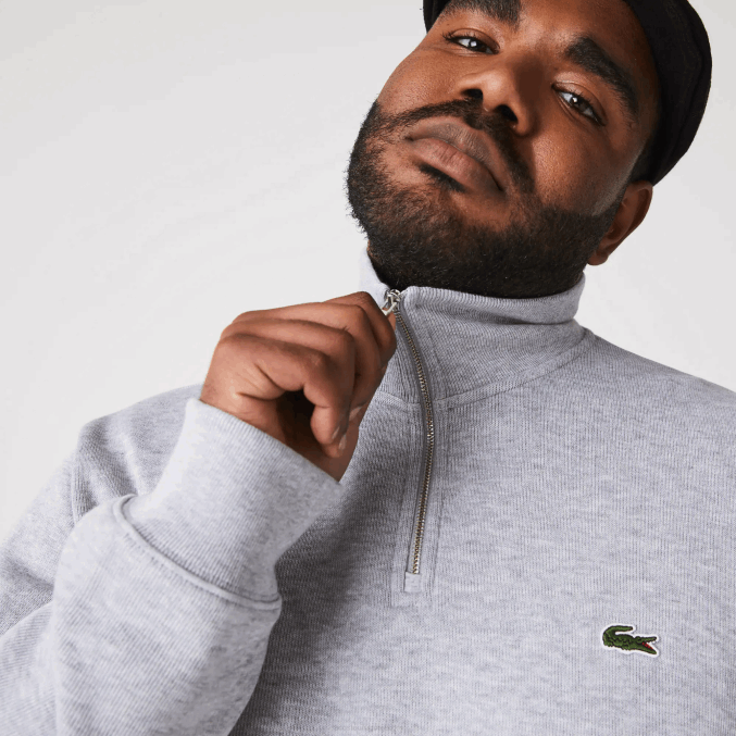 lomo gris cca VVL0A954 hombres Lacoste sudadera con cremallera y cuello alto