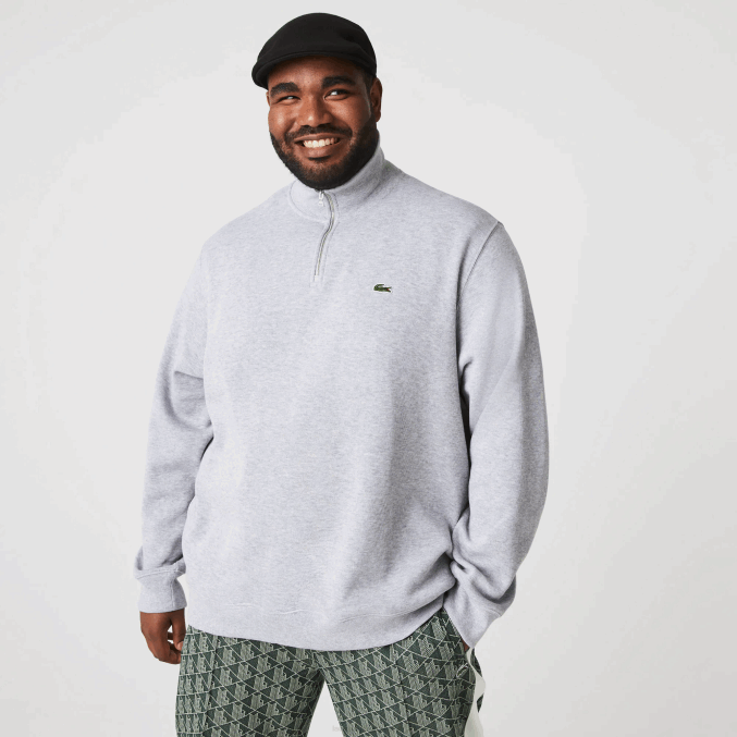 lomo gris cca VVL0A954 hombres Lacoste sudadera con cremallera y cuello alto