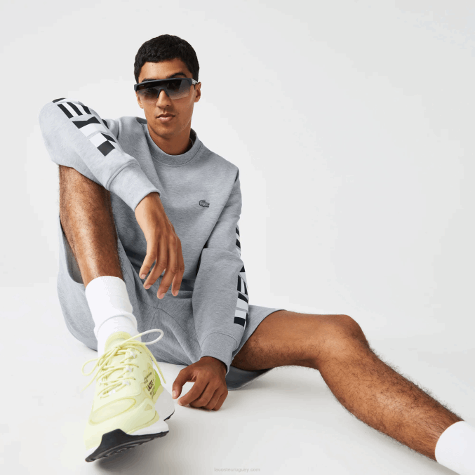 lomo gris cca VVL0A983 hombres Lacoste sudadera holgada con estampado reflectante