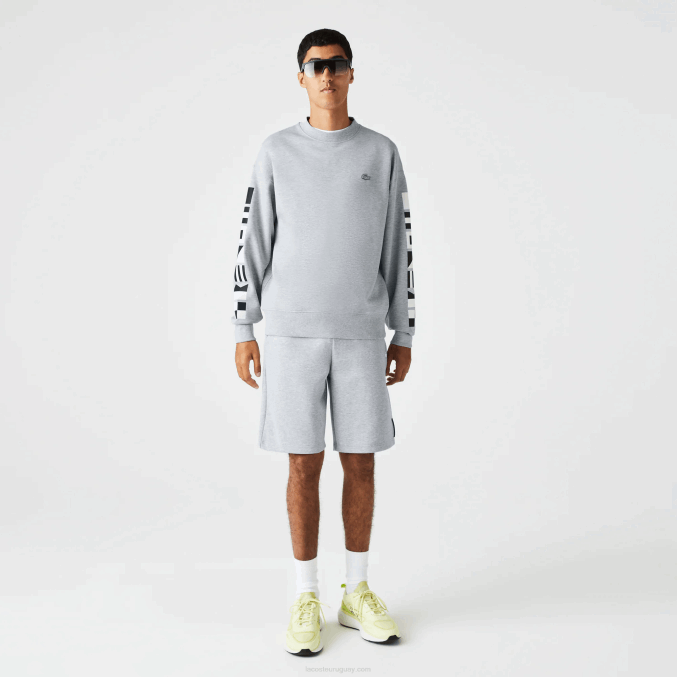 lomo gris cca VVL0A983 hombres Lacoste sudadera holgada con estampado reflectante