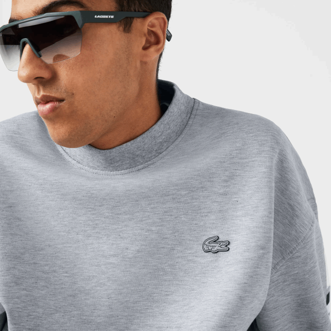 lomo gris cca VVL0A983 hombres Lacoste sudadera holgada con estampado reflectante
