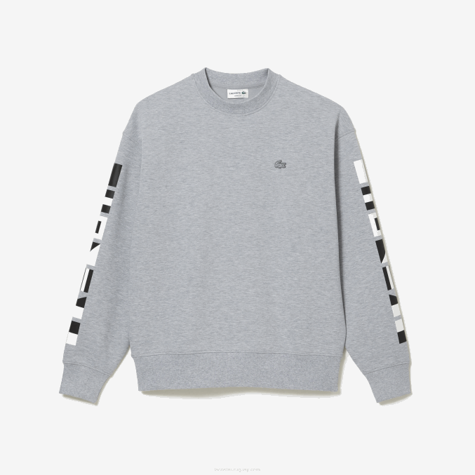 lomo gris cca VVL0A983 hombres Lacoste sudadera holgada con estampado reflectante