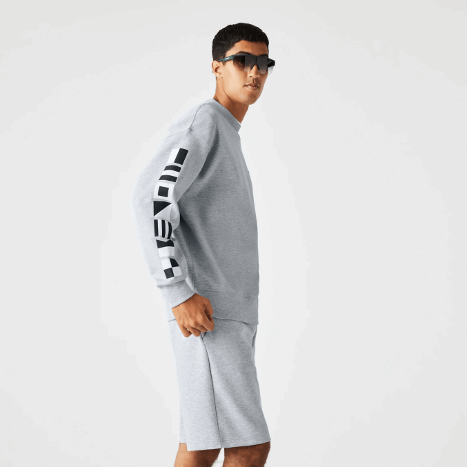 lomo gris cca VVL0A983 hombres Lacoste sudadera holgada con estampado reflectante