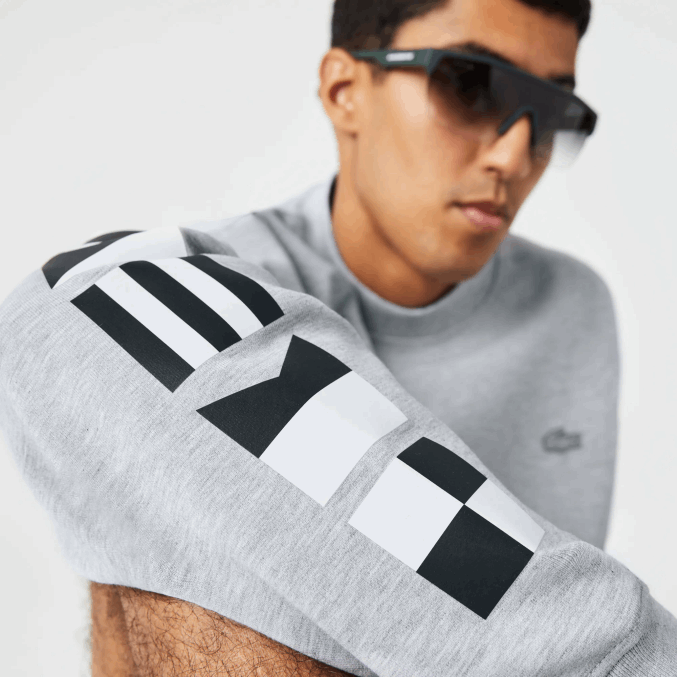 lomo gris cca VVL0A983 hombres Lacoste sudadera holgada con estampado reflectante