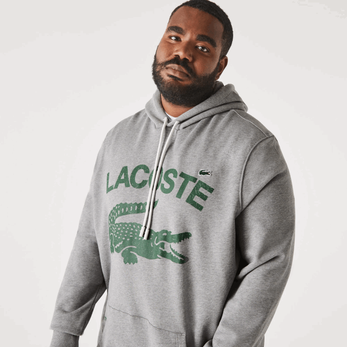 lomo gris yrd VVL0A364 hombres Lacoste sudadera con capucha de lana de algodón - tallas grandes - alta