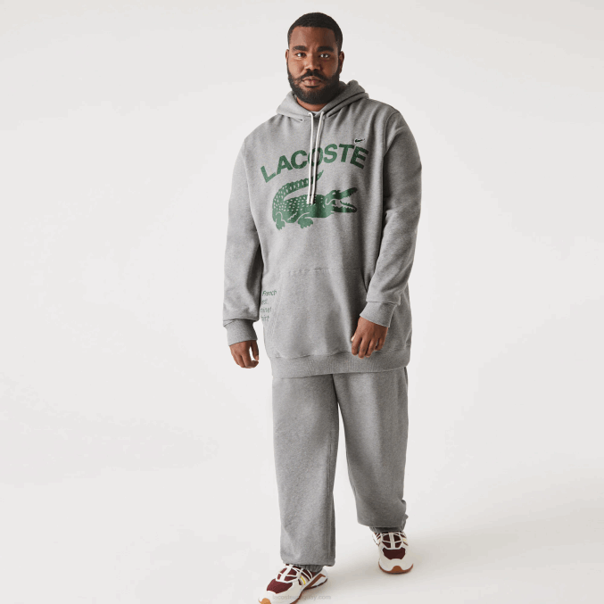 lomo gris yrd VVL0A364 hombres Lacoste sudadera con capucha de lana de algodón - tallas grandes - alta