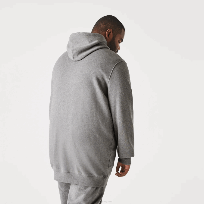 lomo gris yrd VVL0A364 hombres Lacoste sudadera con capucha de lana de algodón - tallas grandes - alta