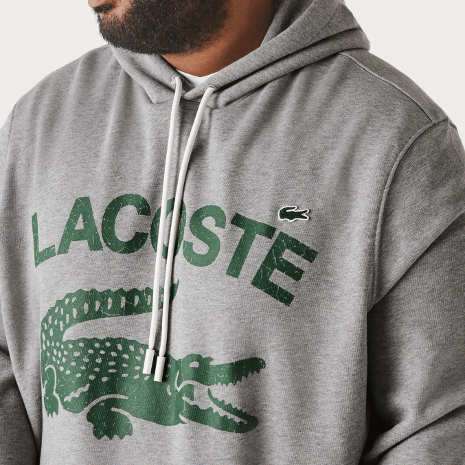 lomo gris yrd VVL0A364 hombres Lacoste sudadera con capucha de lana de algodón - tallas grandes - alta