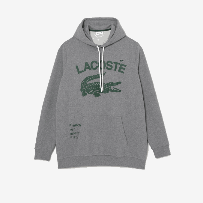 lomo gris yrd VVL0A364 hombres Lacoste sudadera con capucha de lana de algodón - tallas grandes - alta