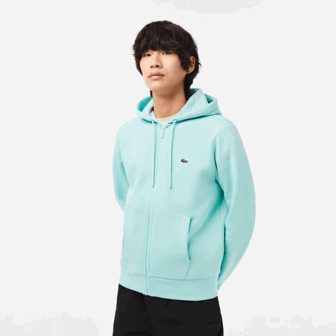 menta lgf VVL0A373 hombres Lacoste sudadera con cremallera y bolsillo canguro