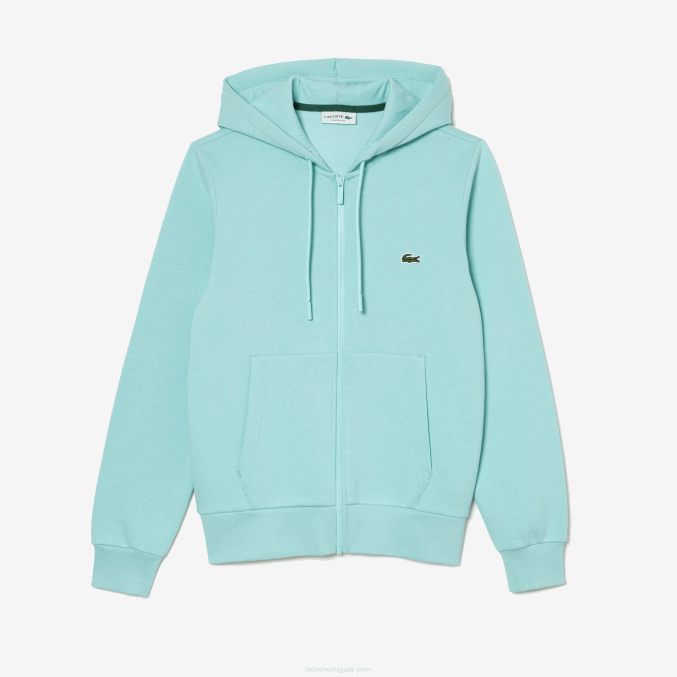 menta lgf VVL0A373 hombres Lacoste sudadera con cremallera y bolsillo canguro