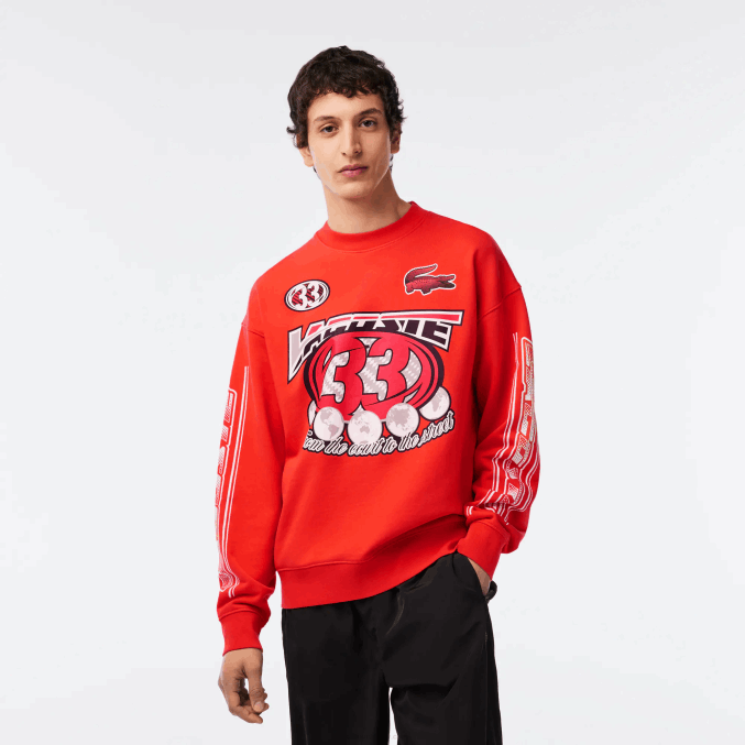 naranja 02k VVL0A327 hombres Lacoste sudadera holgada de felpa de algodón