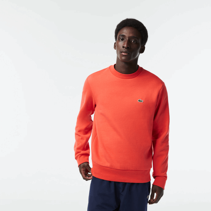 naranja 02k VVL0A352 hombres Lacoste sudadera de algodón orgánico peinado